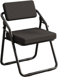 Portable Mesh Foldable Chair, Ergonomic Folding Dining, Comfortable Breathable Folding with Cushion,(Black)