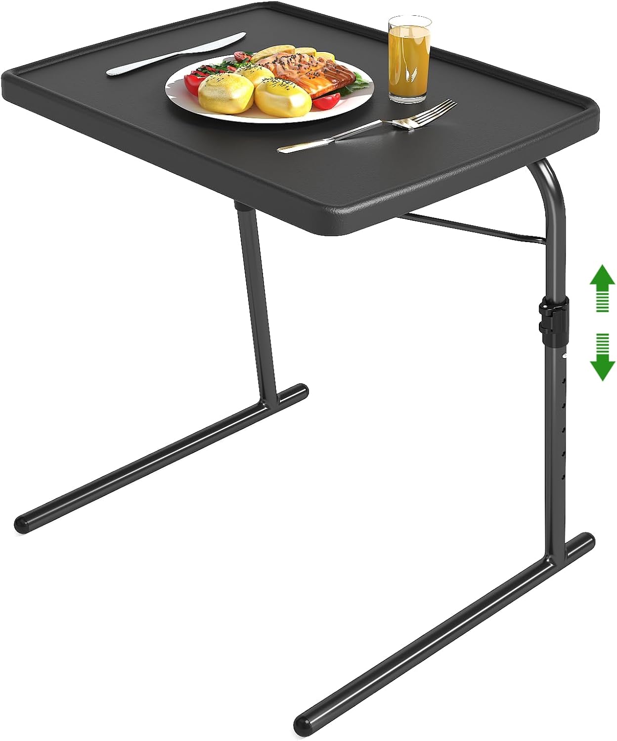 TV Tray Table, Max Folding TV Dinner Tray w/6 Height & 3 Tilt Angle, Adjustable TV Trays for Eating on Couch, Large Size Foldable Couch Laptop Table, Black, 16.9 x 22 x 29.1inch, 110lbs