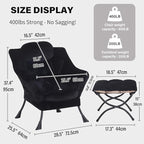 Tiita Lazy Chair with Ottoman, Modern Large Accent Lounge Armchair, Comfy Leisure Sofa Reading Chair with Footrest for Bedroom, Living Room, Dorm Rooms, Garden and Courtyard, Plush Black