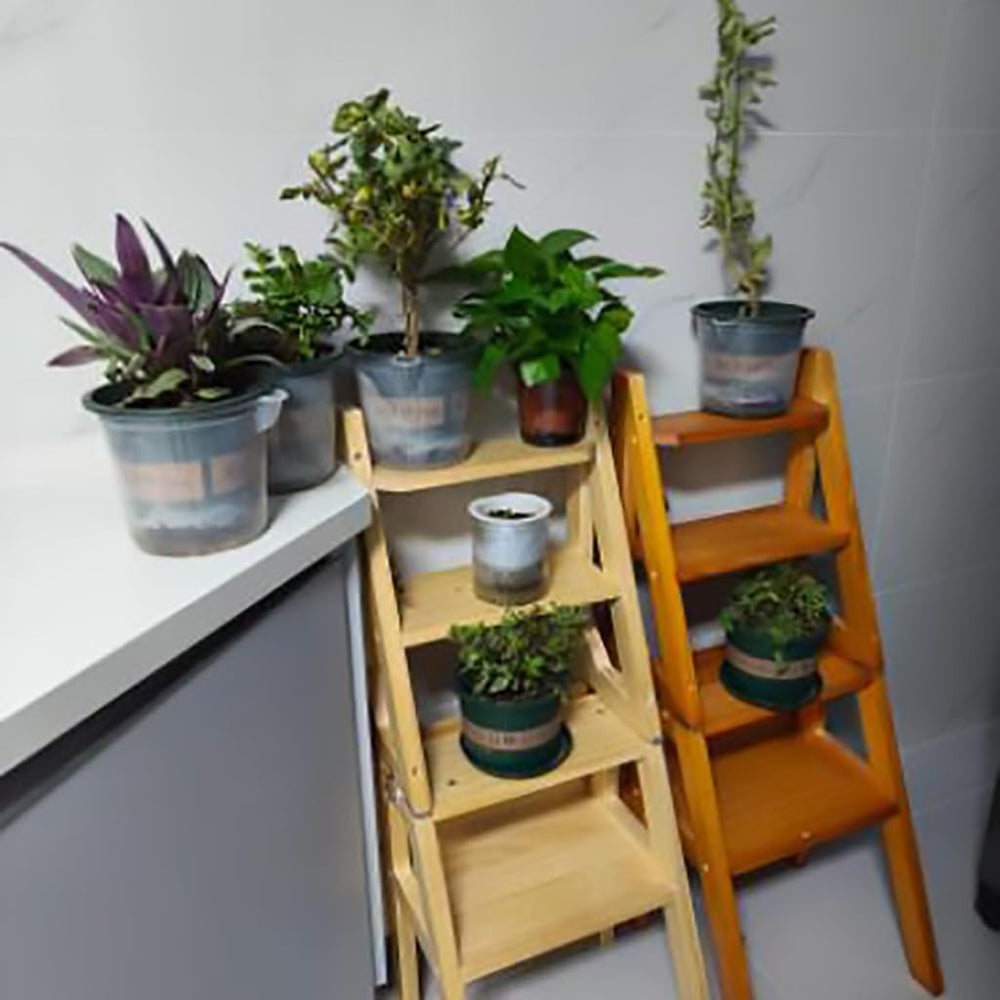 Solid Wood Foldable 4-Step Dual-Purpose Ladder Chair: for Library, as Step, S...