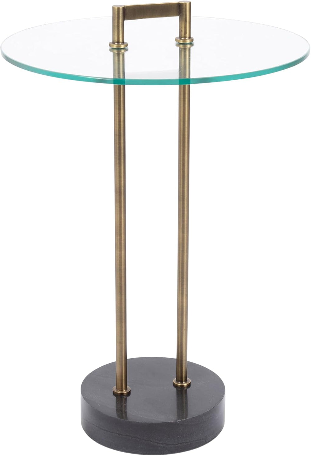 Kate and Laurel Cerullo Modern Round Glass Side Table with Marble Base, 16 x ...