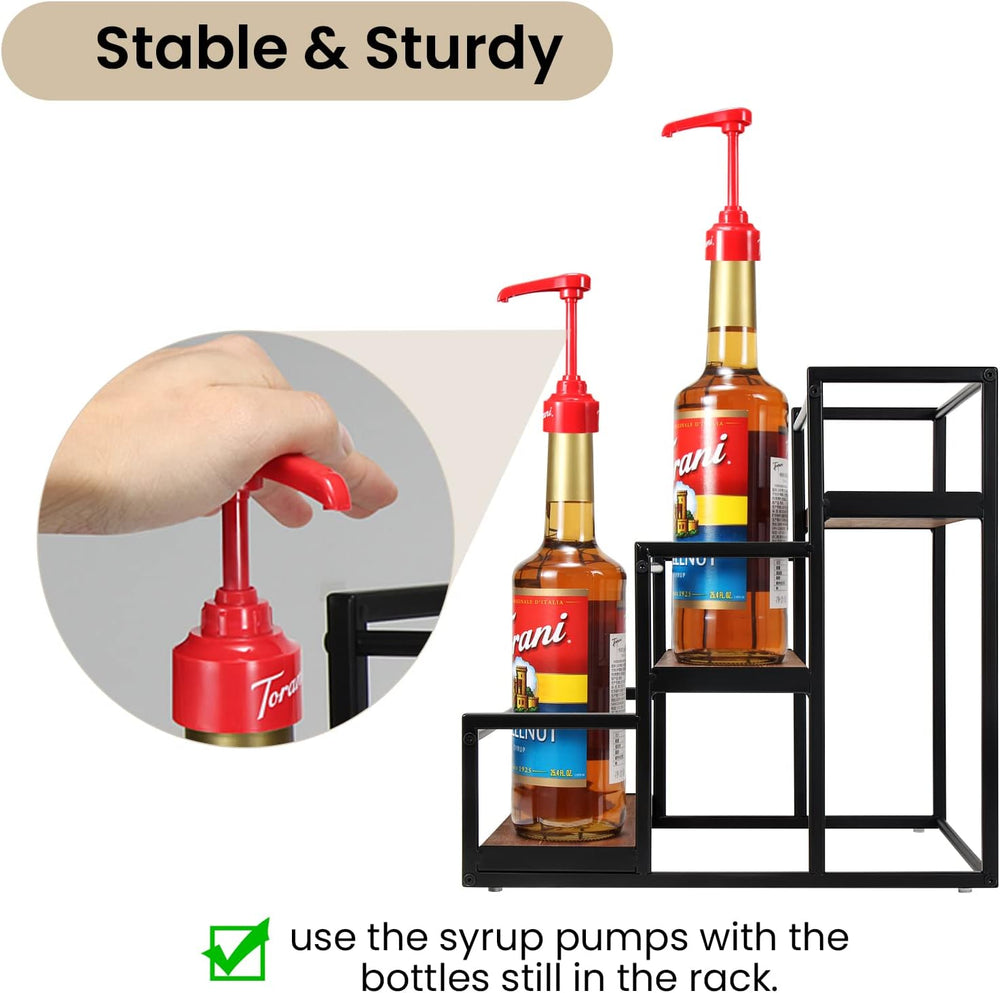 THYGIFTREE 3-Tier Coffee Syrup Organizer for 12 Bottles,Rotating Coffee Syrup...