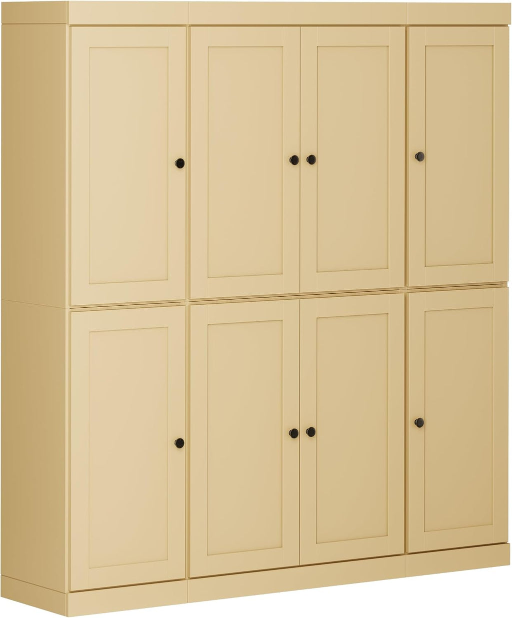 Palace Imports Solid Wood Kitchen Pantry Cabinet – 71.5" Tall x 65" Wide - Wooden Storage Cabinet w/ 8 Shaker Doors, 2 Drawers & 12 Adjustable Shelves – Yellow, 100% Eco-Friendly Wood, Made in Brazil