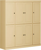 Palace Imports Solid Wood Kitchen Pantry Cabinet – 71.5" Tall x 65" Wide - Wooden Storage Cabinet w/ 8 Shaker Doors, 2 Drawers & 12 Adjustable Shelves – Yellow, 100% Eco-Friendly Wood, Made in Brazil