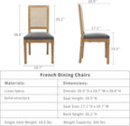 French Country Dining Chairs Set of 4, Grey Kitchen & Dining Room Chairs Set of 4, Rattan Dining Chairs, Cane High Back, Wood Legs, Sillas De Comedor (Rattan, Gray, 4Pcs)