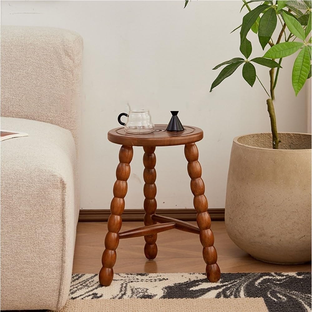 Solid Wood Side Table, Modern Round End Table, Simple Bedside Table, Bed Side...