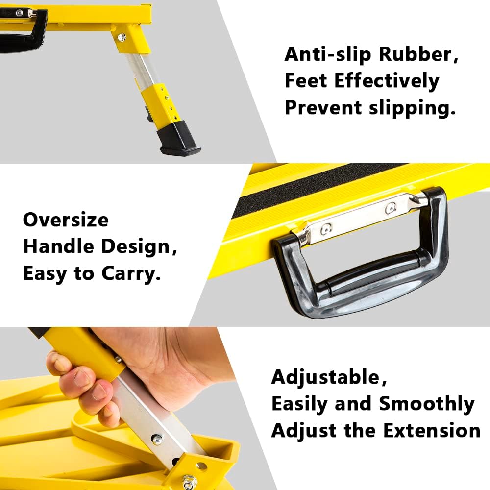 Homeon Wheels Adjustable Aluminum RV Step Stool, Folding Non-Slip Platform, Y...