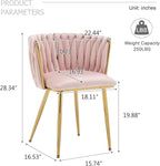 Velvet Dining Chairs Set of 4, Modern Upholstered Dining Chairs with Gold Metal Legs for Dining Room, Vanity, Kitchen, Living Room(Pink)