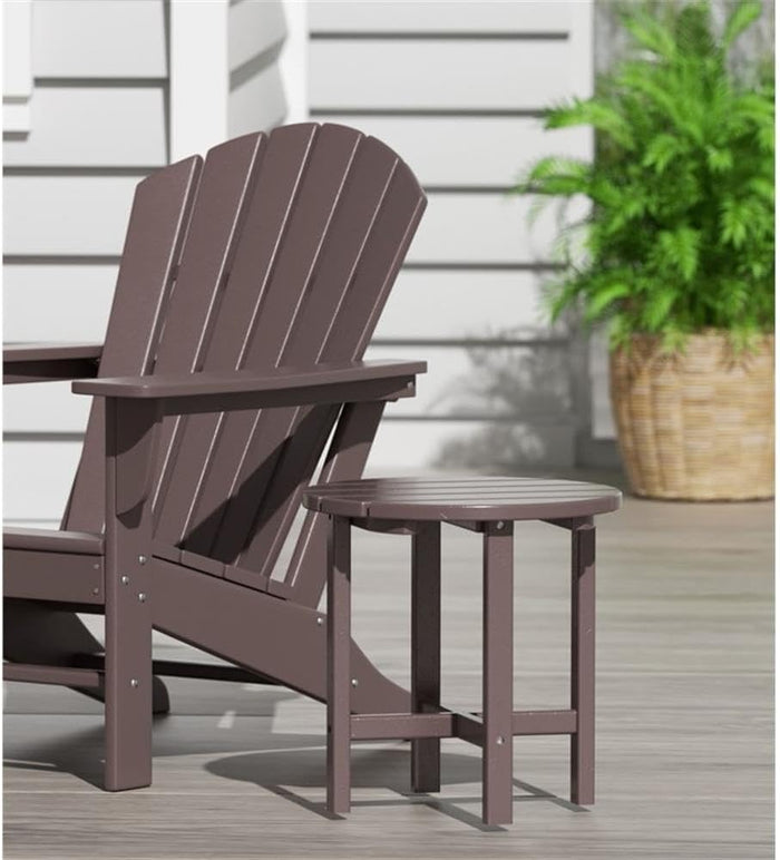 Costaelm Round Outdoor Side Tables, Adirondack Patio Tables for Outside, HDPE Patio End Table Weather Resistant, Balcony Table for Pool, Seaside, Backyard, Porch, Indoor Companion, Dark Brown