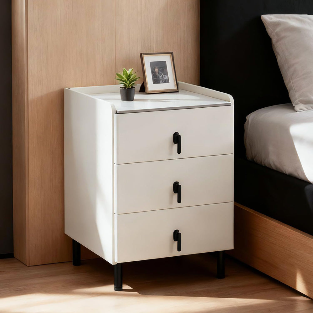 Lamberia Narrow Nightstand with 3 Drawers, Narrow Side Table, Small Bedside T...