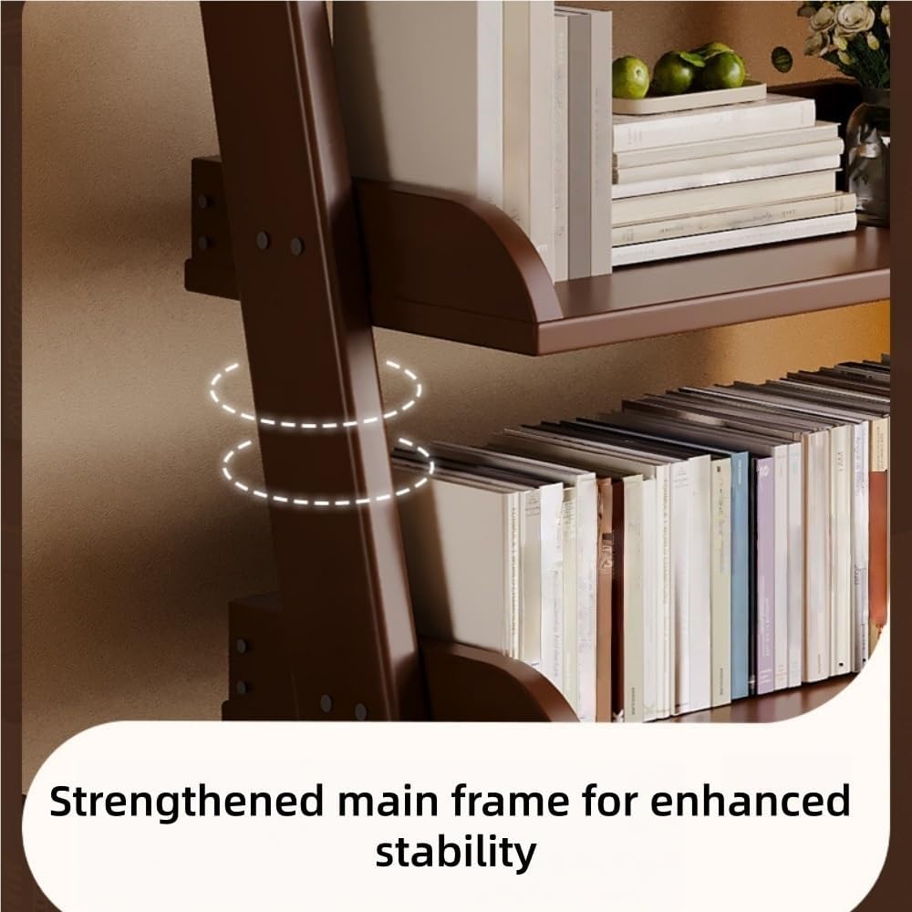 5-Tier Solid Wood Ladder Shelf, Modern L-Shaped Legs Ladder Bookshelf, Multifunctional Leaning Storage Shelf for Living Room, Bedroom, Home Office(50cm/19.7in)