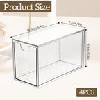 4 Pack Tea Bag Organizer Plastic Stackable Clear Storage Drawers Acrylic Tea Bag Holder Containers for Drawer, Pantry, Kitchen, Cabinet, Counter