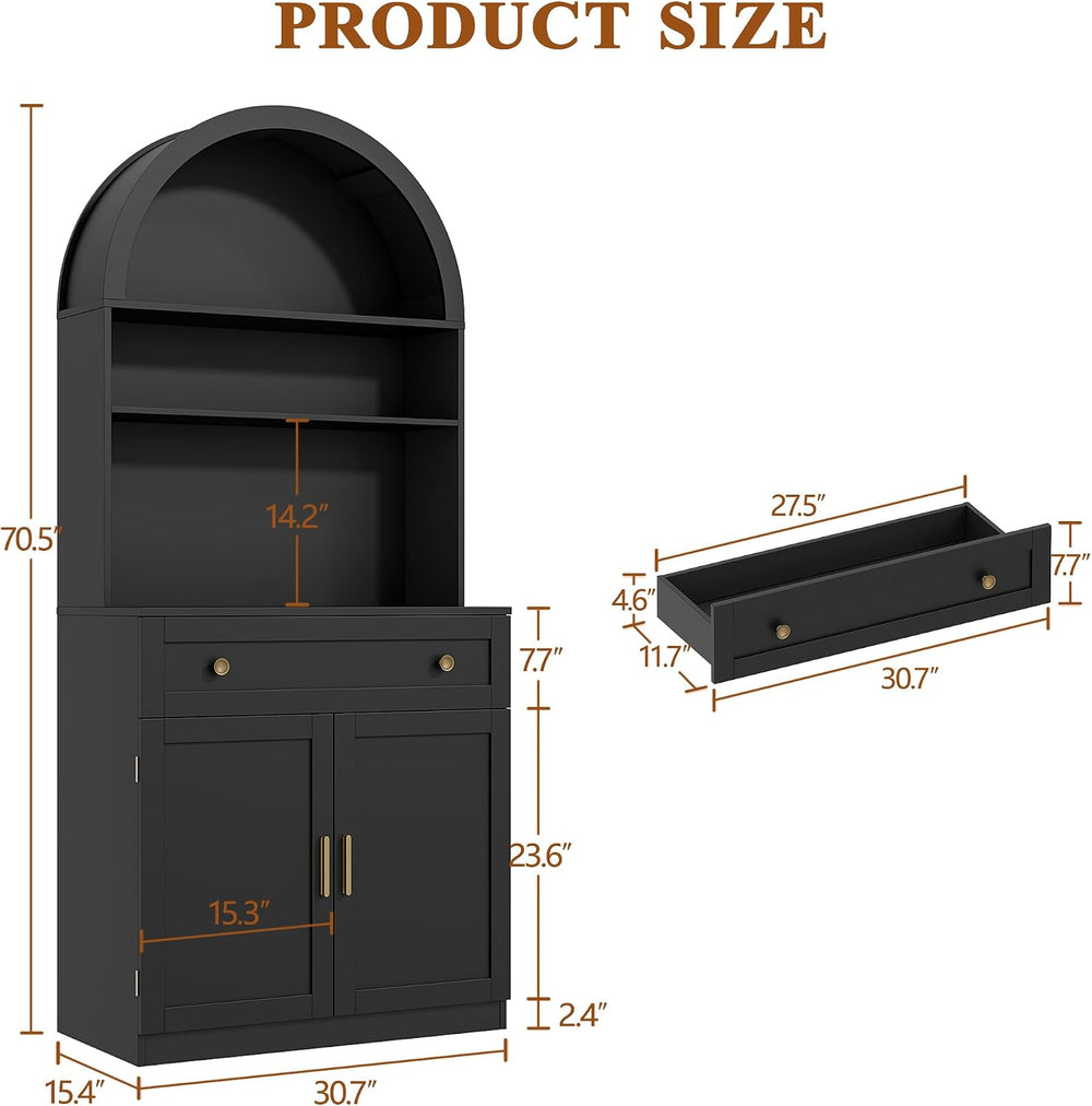 71" Tall Arched Kitchen Pantry Cabinet, Modern Kitchen Storage Cabinets ...