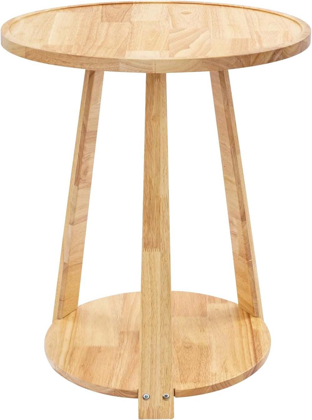 Small Round Side Table, 2-Tier End Table with Storage Shelf, Modern Couch Bed...