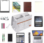 Bedside Caddy,Felt Bedside Storage Organizer, Hanging Storage for Dorm Bed Sofa for tablet Magazine Phone Remotes and Water Bottle Holder (Light Grey)