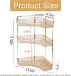 Corner Bathroom Countertop Organizer, Vanity Organizer Trays for Counter, Makeup Organizers, Perfume Tray, Skincare Shelf Storage Gifts for Women Girl Student (Yellow, 3 Tiers)
