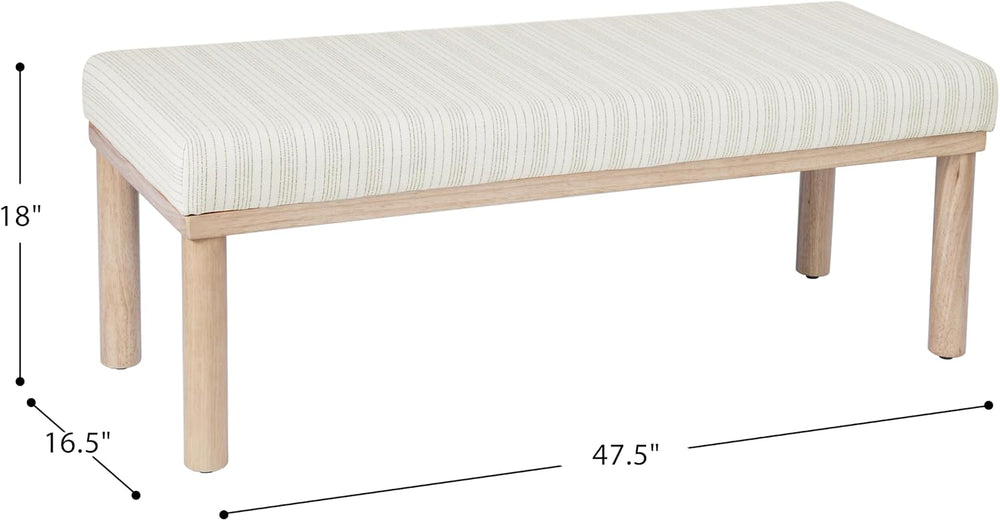 HomePop 47.5" Oslo Bench - Marigold Pinstripe Fabric