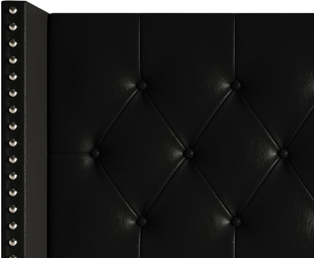 HOME DESIGN Sonoma King Tufted Wingback Headboard, Black