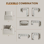 189" Oversized Boneless Cloud Couch, Modular Sectional Couches for Living Room, L-Shaped with Deep Seats, No Assembly Required, 8-Seater Washable Fabric Sleeper Sofa, White