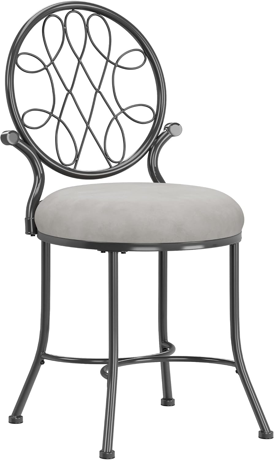 Hillsdale O'Malley Vanity Stool with Spiral Pattern Design, Metallic Gray...