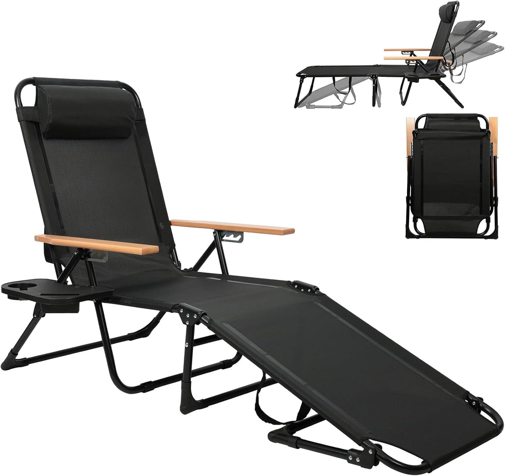 Folding Lounge Chairs for Outside, Beach Patio Lounge Chair, Sunbathing/Tanni...