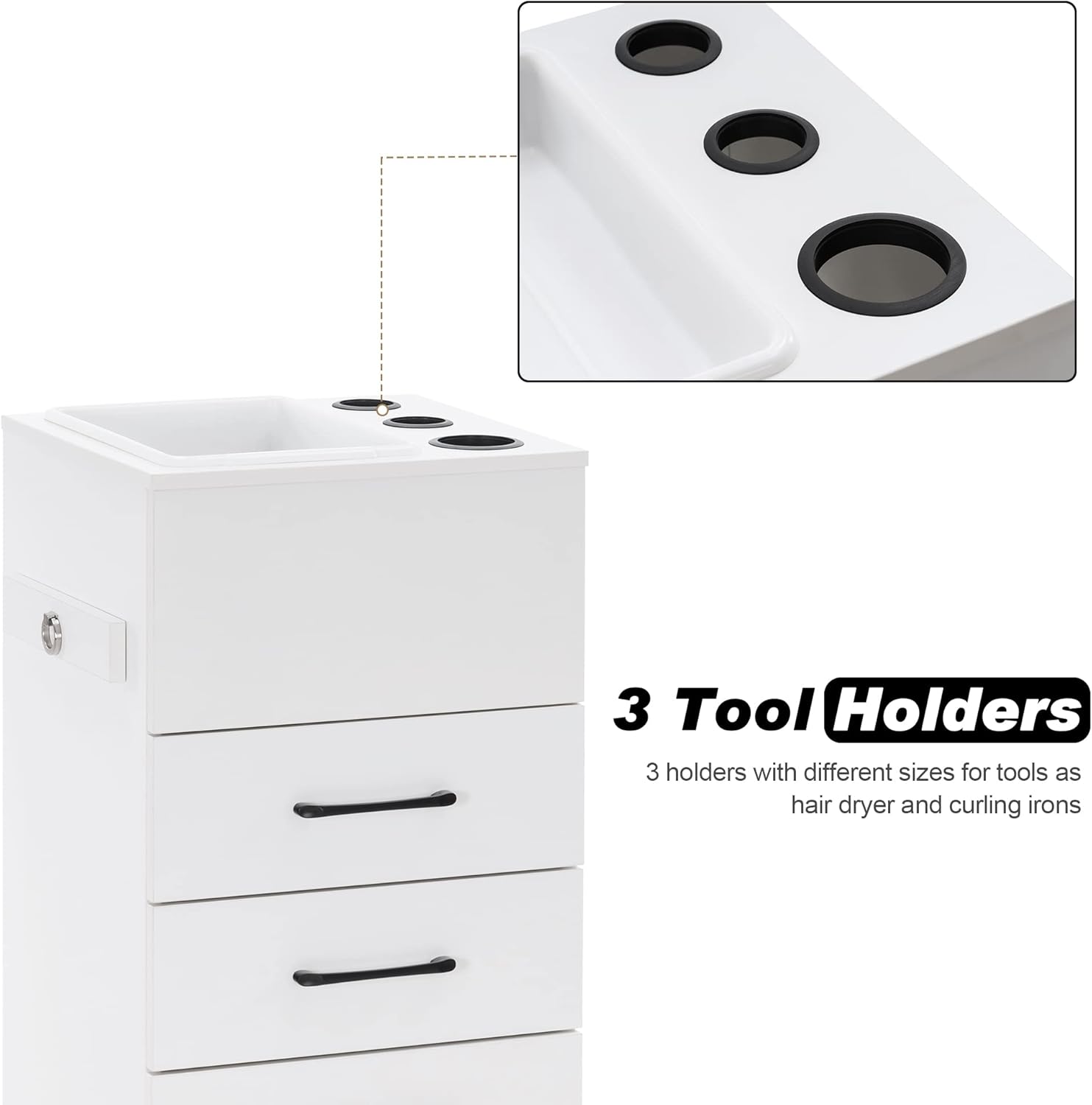 BarberPub Salon Storage Cabinet Beauty Locker Hair Dryer Holder Stylist Spa Equipment with Drawer 2035 (White)