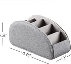 PU Leather Remote Control Holder,TV Remote Caddy with 5 Compartments,Bedside Table or Desktop Organizer for TV,DVD,Blu-Ray,Heater Controllers and Glasses,Media Player,Pen or Pencil Storage(Grey)