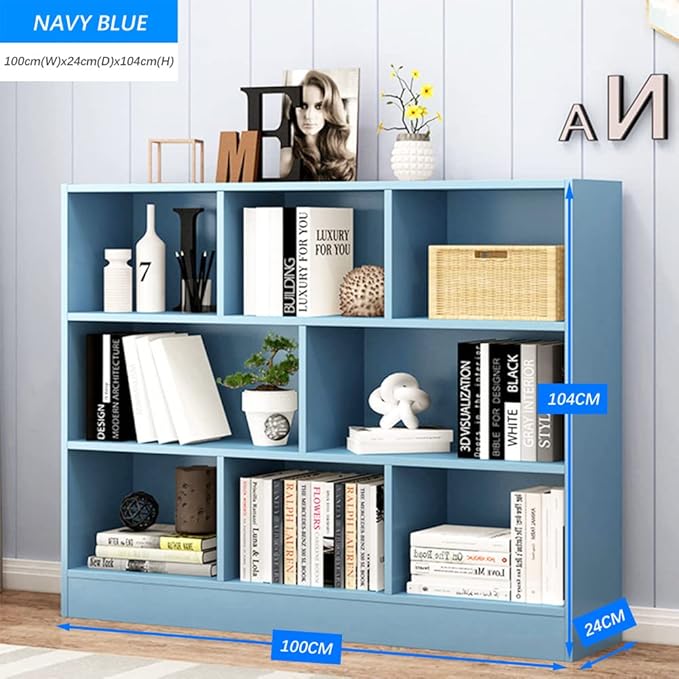 IOTXY Open Shelf Low Bookcase - Wooden 3-Tier Floor Standing Display Cabinet ...