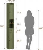 ChooChoo Narrow Bathroom Storage Cabinet with Adjustable Shelves and Drawer | Tall Slim Storage Cabinet, Freestanding Cupboard for Small Spaces, Green