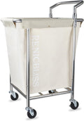 Laundry Cart with Wheels, Rolling Laundry Hamper with Wheels and Handle, Large Dirty Clothes Hamper for Laundry Heavy Duty, Beige