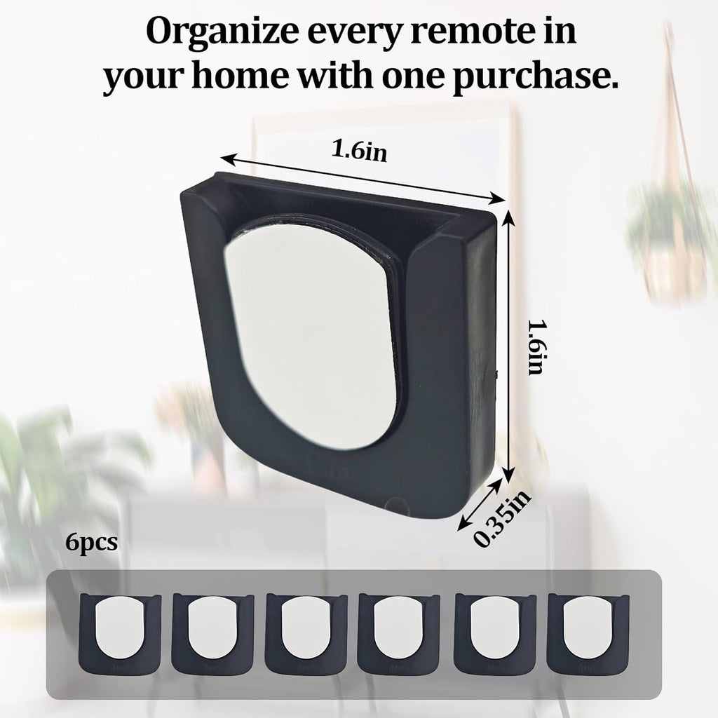 Magnetic Remote Control Holder Wall-Mounted Remote Holder Adhesive Strips Easy Installation for TV, Fan, and AC Remotes to Organize Home & Office (6 Pack)