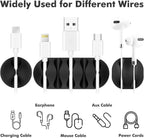 Cable Clips Cord Holder - 18 PCS Black Adhesive Phone Cord Organizer Charger Holder Cable Wire Management Clips Keeper for Nightstand, Desk, Office or Mouse
