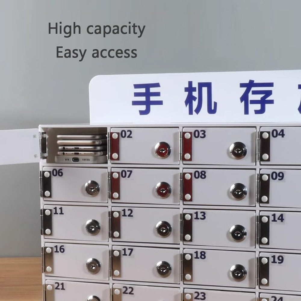 Acrylic Phone Storage Cabinet with 50 Lockable Slots Secure Mobile Device niz...