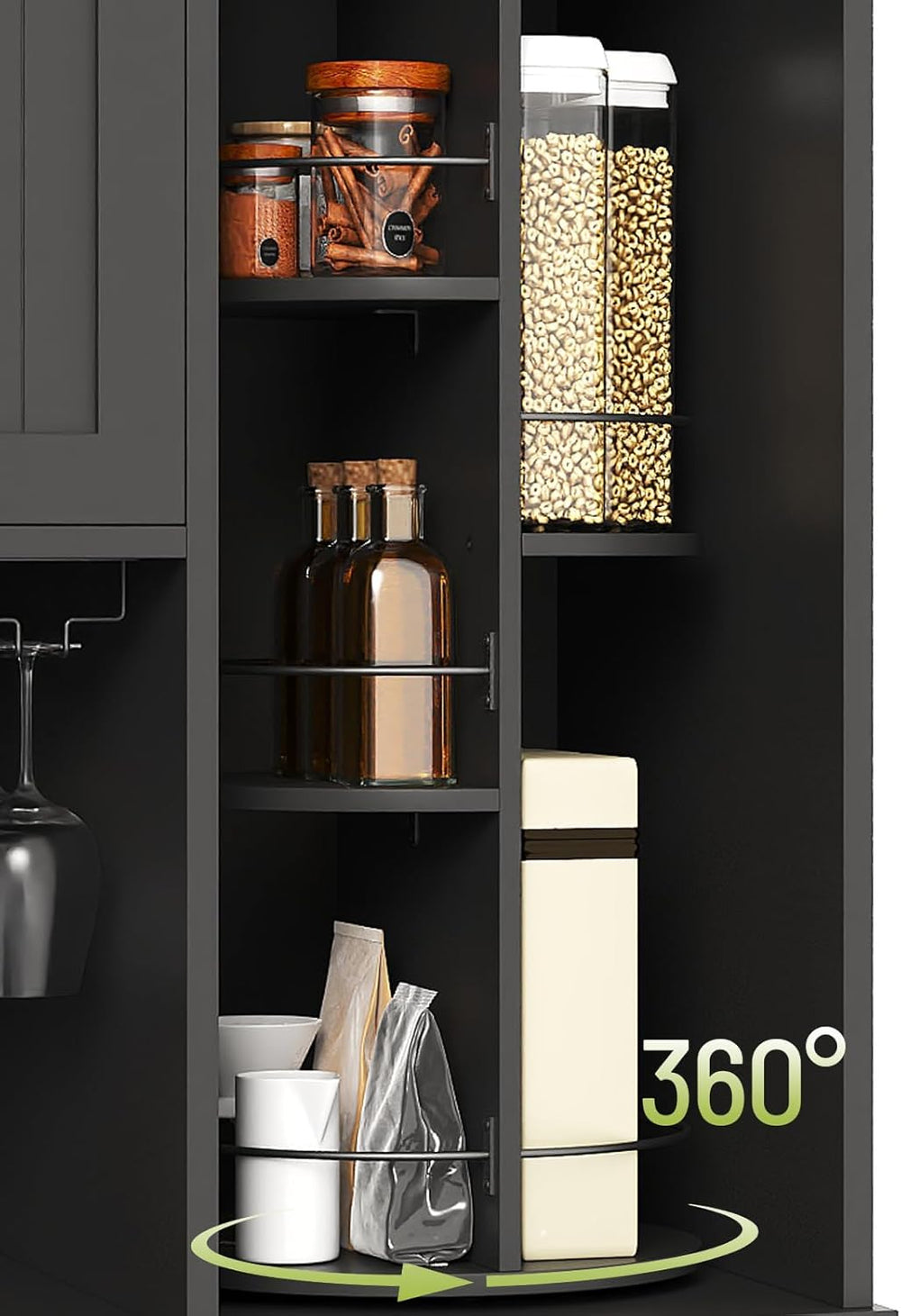 Pantry Cabinet, 67.7" Tall Kitchen Pantry Storage Cabinet with 360° Rota...