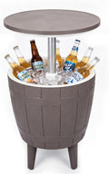 Vipush Outdoor Cooler Table, 10 Gal Adjustable Height Patio Bar Table | 3-in-1 Ice Cooler, Cocktail Table and Pool Deck Cool Bar for Party,Patio, Poolside and Backyard Garden Decor