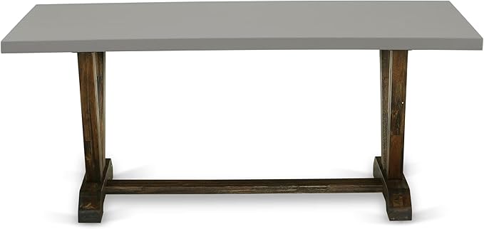 East West Furniture V797AB747-5 5 Piece Modern Dining Table Set Includes a Rectangle Wooden Table with V-Legs and 4 Light Sable Linen Fabric Parsons Dining Chairs, 40x72 Inch, Multi-Color