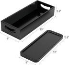 LotFancy Bathroom Decor Box and Vanity Tray, Set of 2, Wooden Toilet Tank Basket Topper, Bathroom Tray for Counter, Black Farmhouse Bathroom Decor