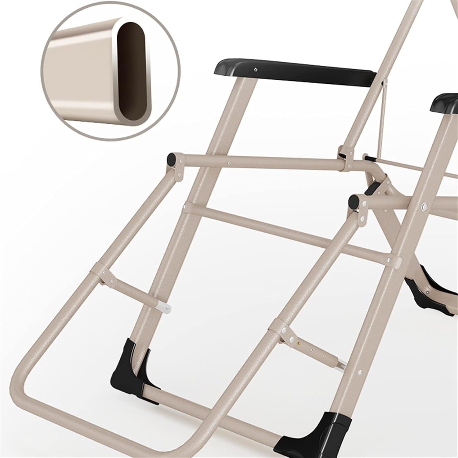 Folding Gravity Chair for 250kg Indoor&Outdoor Adjustable Recliner with Steel Frame and Armrest Lounge(Grey)
