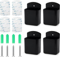 4Pcs Remote Holder Wall Mount, Remote Control Holder for AC TV, Wall Mount Box Organizer with Self Adhesive and Screws for Home Office Storage