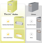 BALEINE File Organizer Box, Cardboard File Folder Organizer with Handle for Letter Size, Portable Collapsible Hanging Filing Box for Home Office Document Storage (2 Pack, Yellow)