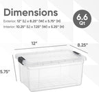 Superio Storage Bins with Lids- 6 Pack, 6.6 Qt Clear Boxes for Organizing, Stackable Plastic Containers- BPA Free, Non-Toxic, Odor Free, Organizer for Home, Office, Dorm
