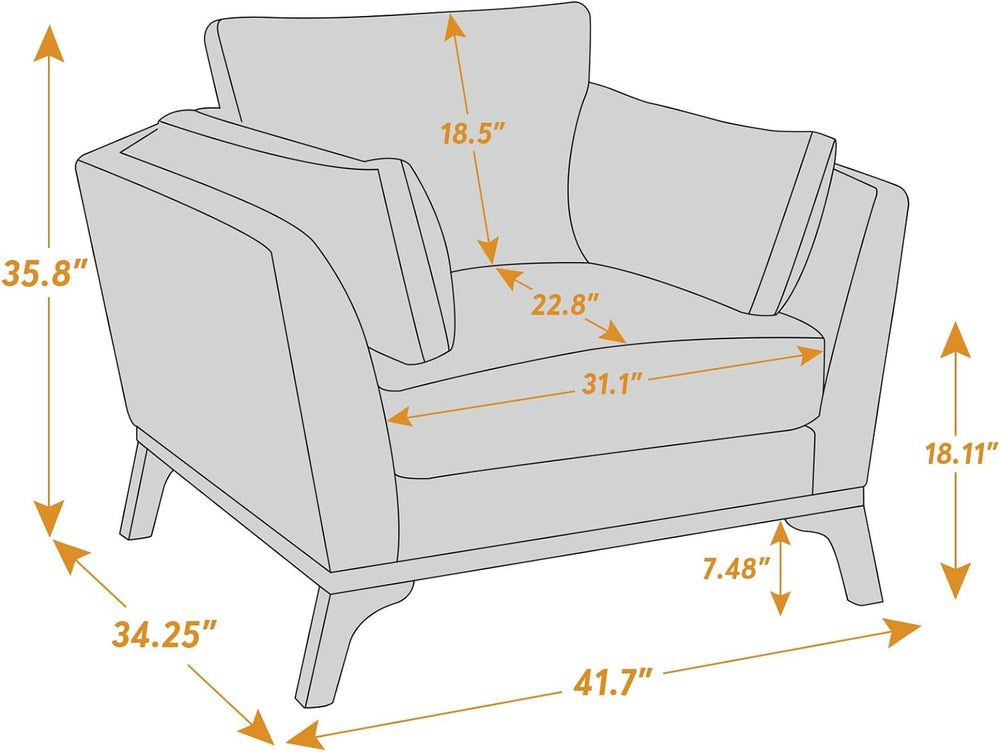 VANOMi Large-Sized Accent Chair, Thick Cushion Bedroom Reading Chair, Comfort...