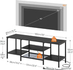 HOOBRO TV Stand with Power Outlets to 65 Inches, TV Console Table with Open Storage Shelves, Industrial Media Entertainment Center for Living Room Bedroom, Black BB40DS01