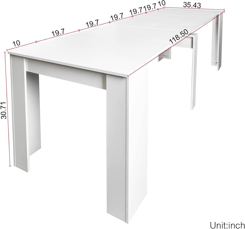 Henf Extendable Console Table with Extension Leaves, White Dining Room Table,...