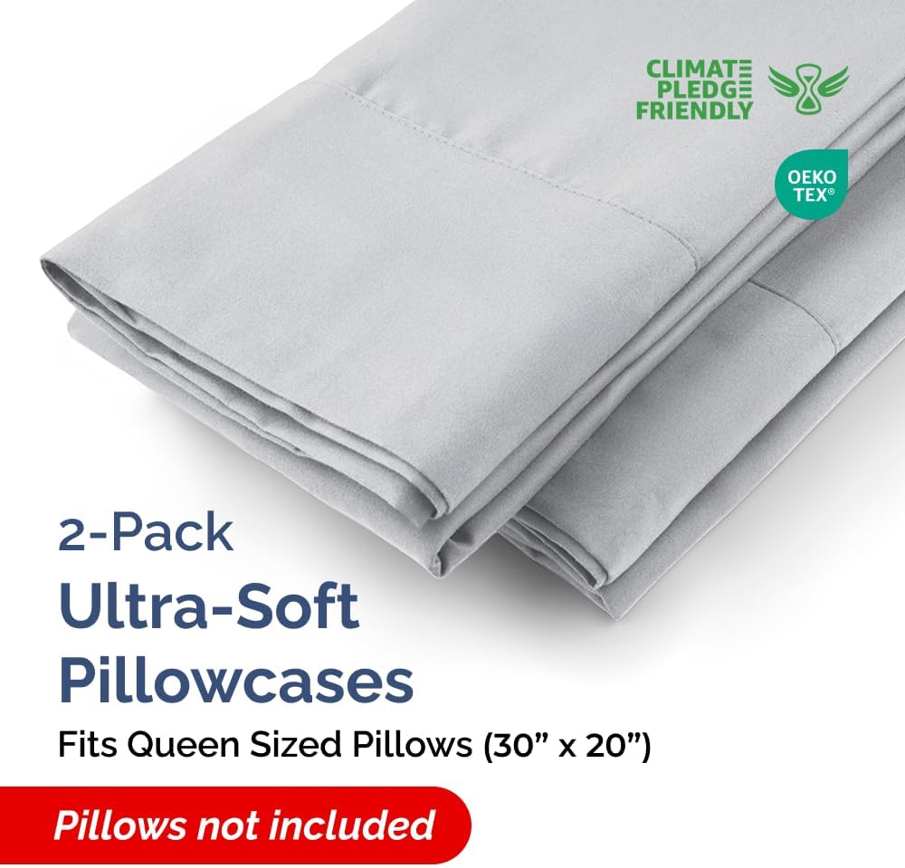 Queen Pillow Cases - 2 Pack - Super Soft Pillowcase Covers - Envelope Enclosure - Hotel Quality Pillow Protectors - Wrinkle Free, Shrink & Stain Resistant - Machine Washable - 20" x 30" (Steel Blue)