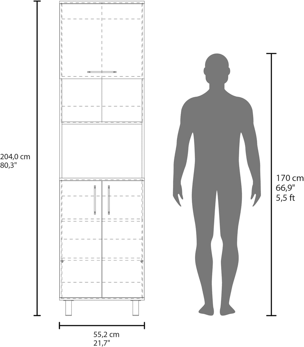 21.7" D*15.4" D*80.3" H Corner Freestanding Kitchen Pantry wit...