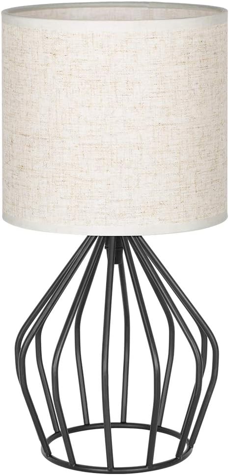 HAITRAL Black Modern Table Lamp - Minimalist Small Bedside Lamp,13.8 Inch