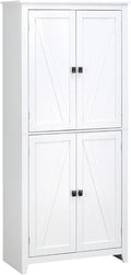 Freestanding Modern Kitchen Pantry, Storage Cabinet with 4-Tier and Adjustable Shelves, White, for Dining Room, Easy to Clean