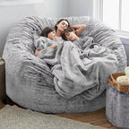 Bean Bag Chairs for Adults Covers 6FT No Filler Huge Large Fluffy Bean Bag Adult Storage Sitting Chairs 2 Seater or 4 Seater for Living Room and Gaming Room Bean Bag Soft Chairs Light Grey