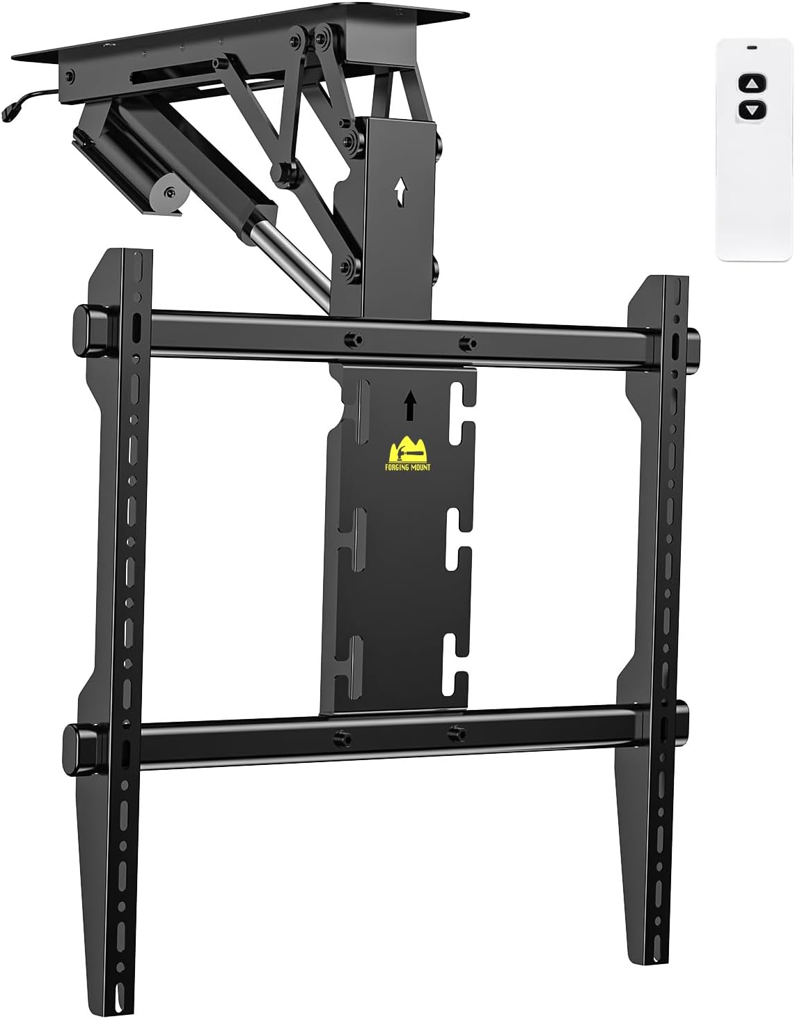 FORGING MOUNT Electric Ceiling TV Mount with Remote, Off-Center VESA Design for 37-86 inch TVs, Holds 110 lbs, VESA 600x600, Heavy Duty Motorized TV Ceiling Mount Flip Down Fits Flat & Pitched Roof